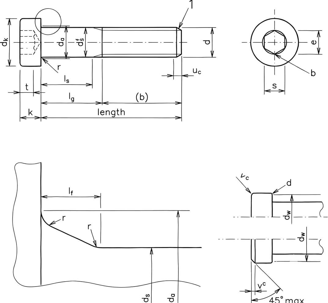 DIN 7984 Hexagon Socket Low Cap Screw Schematic